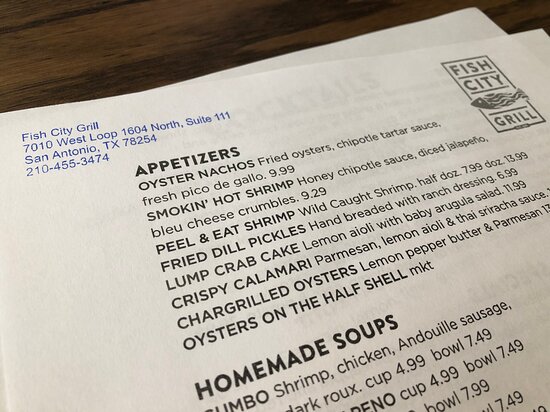 Fish City Grill Menu