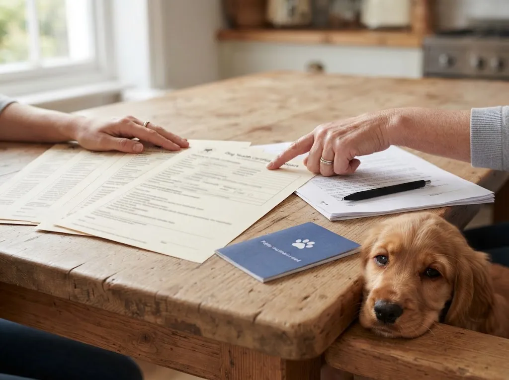 Questions to Ask a Dog Breeder in the UK: The Complete Checklist All text on paper must be illegible. No text or words in the image.
